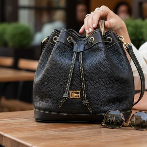 Dooney & Bourke Handbags - DOONEY & BOURKE Pebble Grain Drawstring All Weather Leather Black/Black J5725298